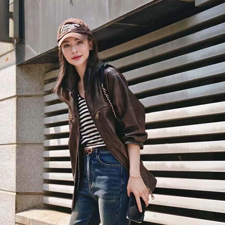 ラムレザー ジャケット コート レディース ショート 本革 羊革 秋/冬 アウター ブラウン S/M/L l1b60 |  | 10