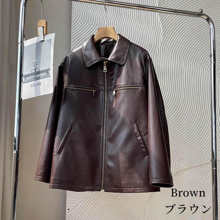 ラムレザー ジャケット コート レディース ショート 本革 羊革 秋/冬 アウター ブラウン S/M/L l1b60 |  | 01