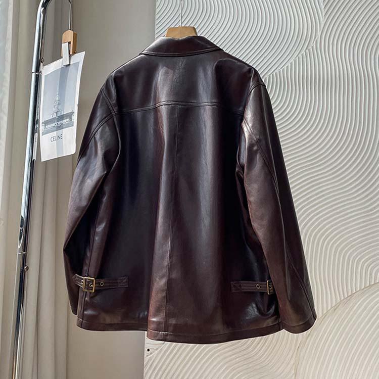 ラムレザー ジャケット コート レディース ショート 本革 羊革 秋/冬 アウター ブラウン S/M/L l1b60 |  | 02