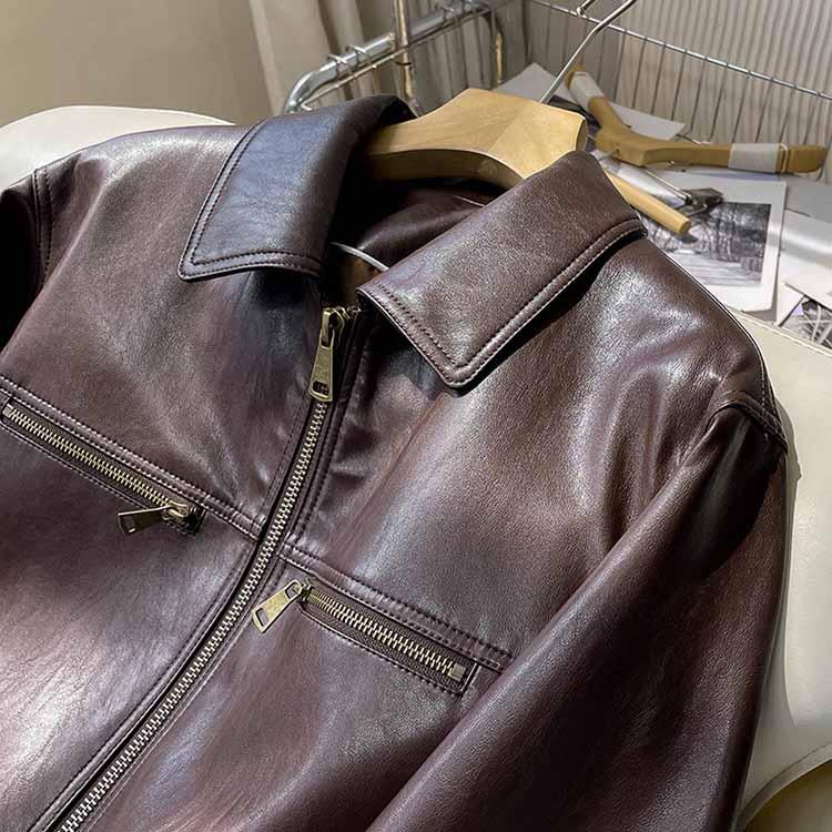 ラムレザー ジャケット コート レディース ショート 本革 羊革 秋/冬 アウター ブラウン S/M/L l1b60 |  | 03