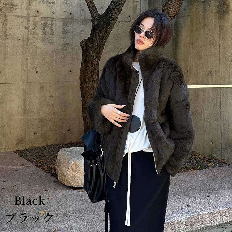 モッズ ラビット ジャケット コート アウター レディース 毛皮 ブラック M/L l1d03 |  | 01