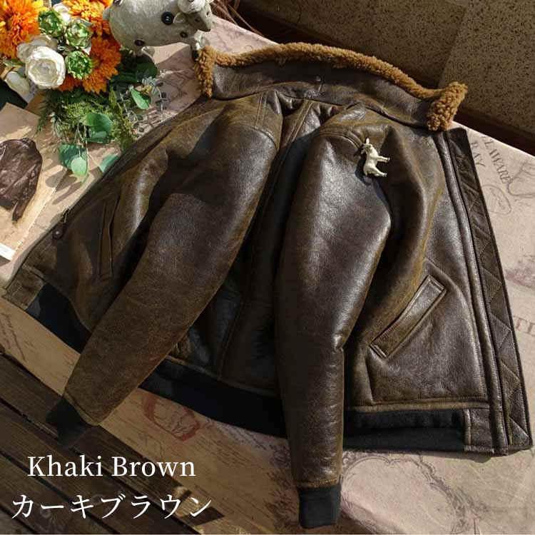 ラムムートン ジャケット コート メンズ リブ袖 裾リブ アウター 本革