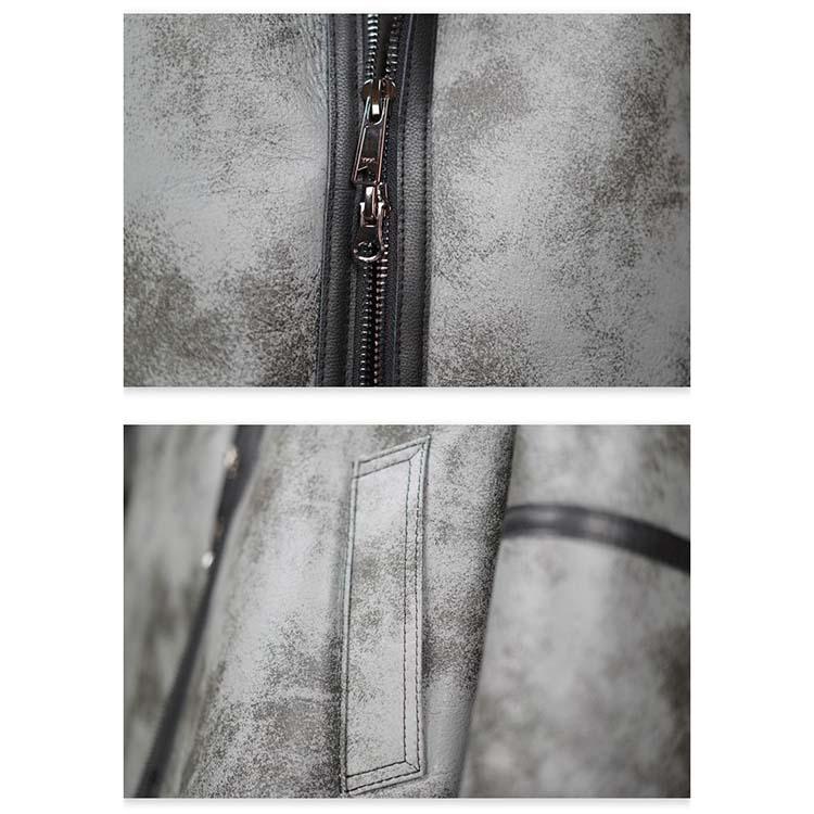 ラムムートン ラムレザー コート フード メンズ アウター 羊皮 本革 秋/冬 グレー M/L/2L/3L/4L/5L l4a11の画像