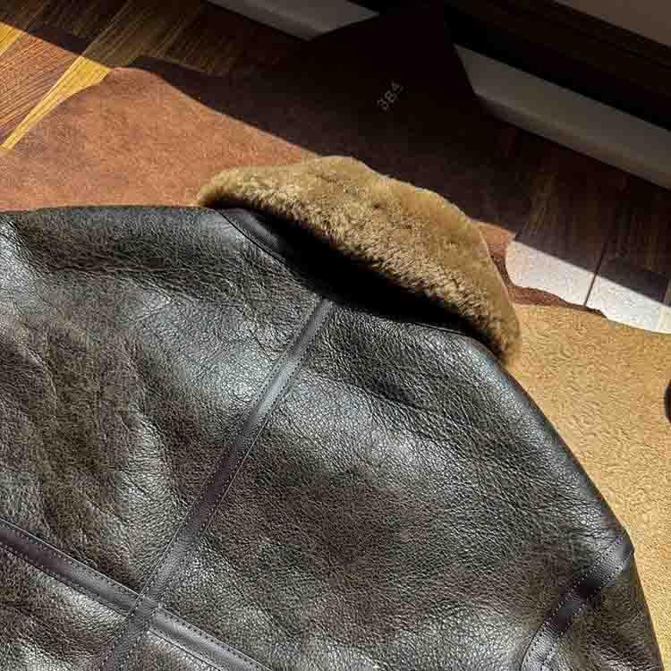 ラムムートン ラムレザー 羊革 ジャケット コート 本革 メンズ 秋/冬 アウター カーキグリーン M/L/2L/3L/4L/5L l4a25_10