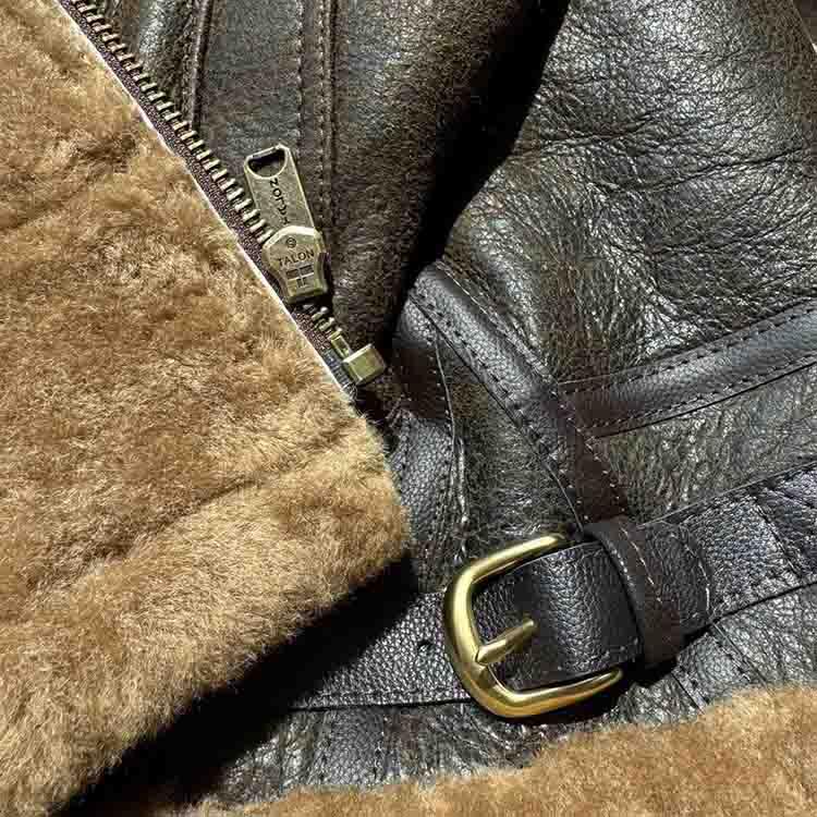 ラムムートン ラムレザー 羊革 ジャケット コート 本革 メンズ 秋/冬 アウター カーキグリーン M/L/2L/3L/4L/5L l4a25_8