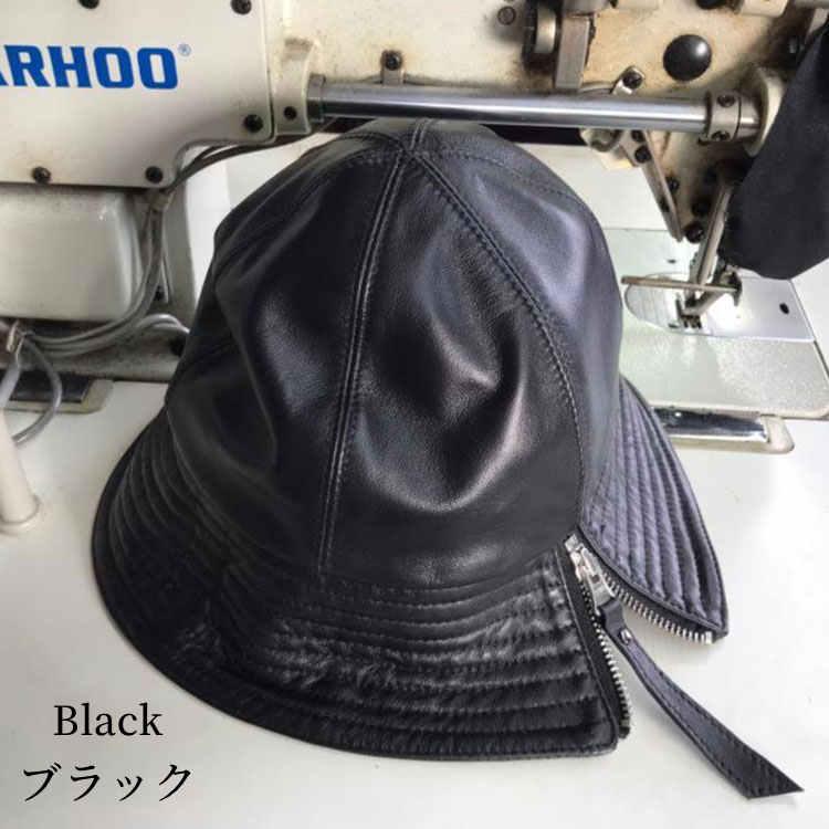 ラムレザー ハット 帽子 本革 秋/冬 メンズ レディース ブラック フリーサイズ FREE l4b16 |  | 01