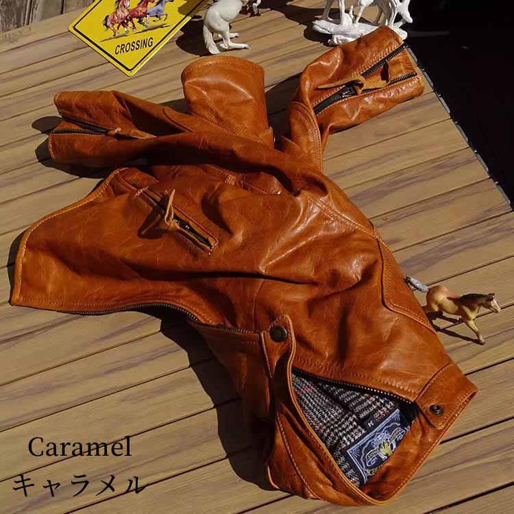 フォウルレザー 馬革 ジャケット コート 本革 メンズ 秋/冬 アウター キャラメル S/M/L/2L/3L/4L/5L l4b25 |  | 01