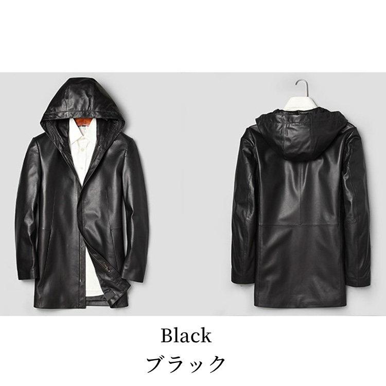 ラムレザー フード ジャケット コート 本革 羊革 メンズ 秋/冬 アウター ブラック L/2L/3L/4L/5L l4b34 |  | 01