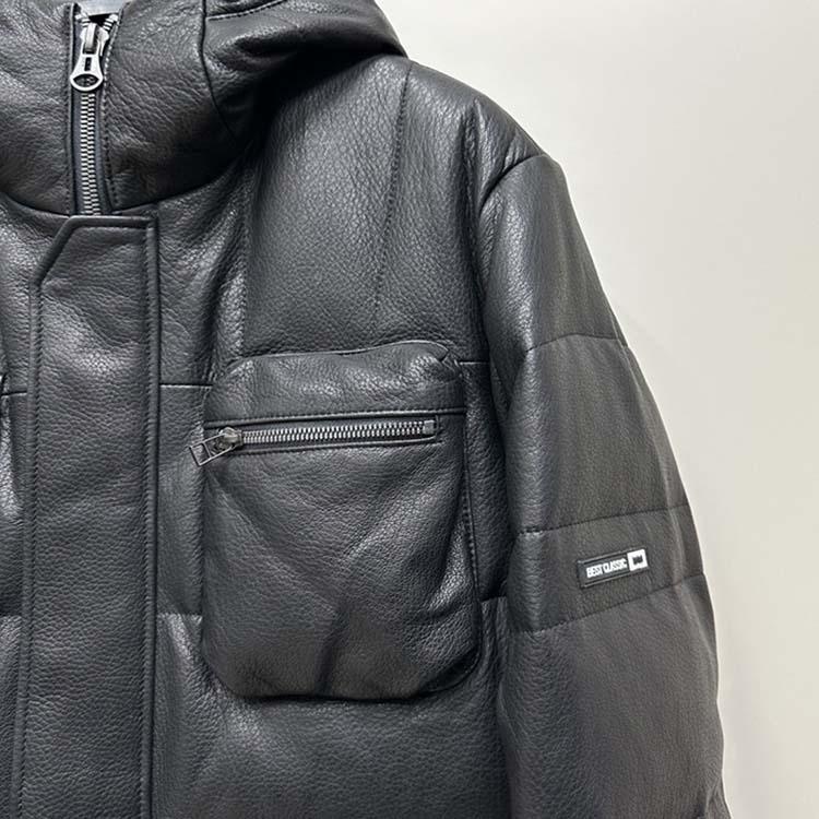 ゴートレザー 山羊革 ダウン90％ フード ジャケット コート 本革 メンズ 秋/冬 アウター ブラック M/L/2L/3L/4L/5L l4b35 |  | 04