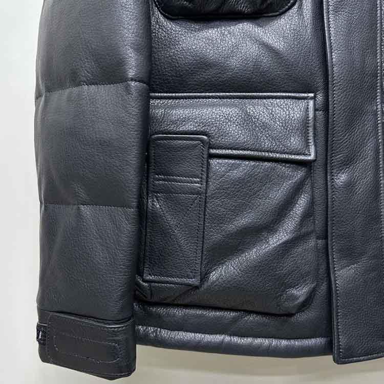 ゴートレザー 山羊革 ダウン90％ フード ジャケット コート 本革 メンズ 秋/冬 アウター ブラック M/L/2L/3L/4L/5L l4b35 |  | 05