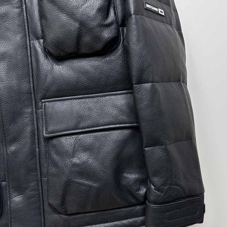 ゴートレザー 山羊革 ダウン90％ フード ジャケット コート 本革 メンズ 秋/冬 アウター ブラック M/L/2L/3L/4L/5L l4b35 |  | 06