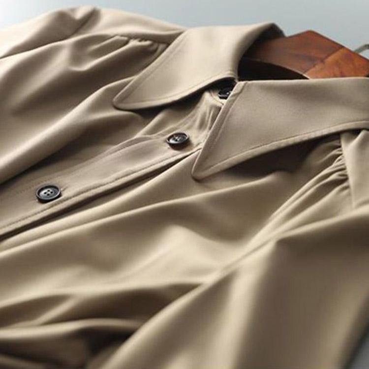 スプリングコート ベルト付き シャツワンピース レディース ロング丈 アウター 長袖 春/秋 カーキ S/M/L/2L m1t02 |  | 02