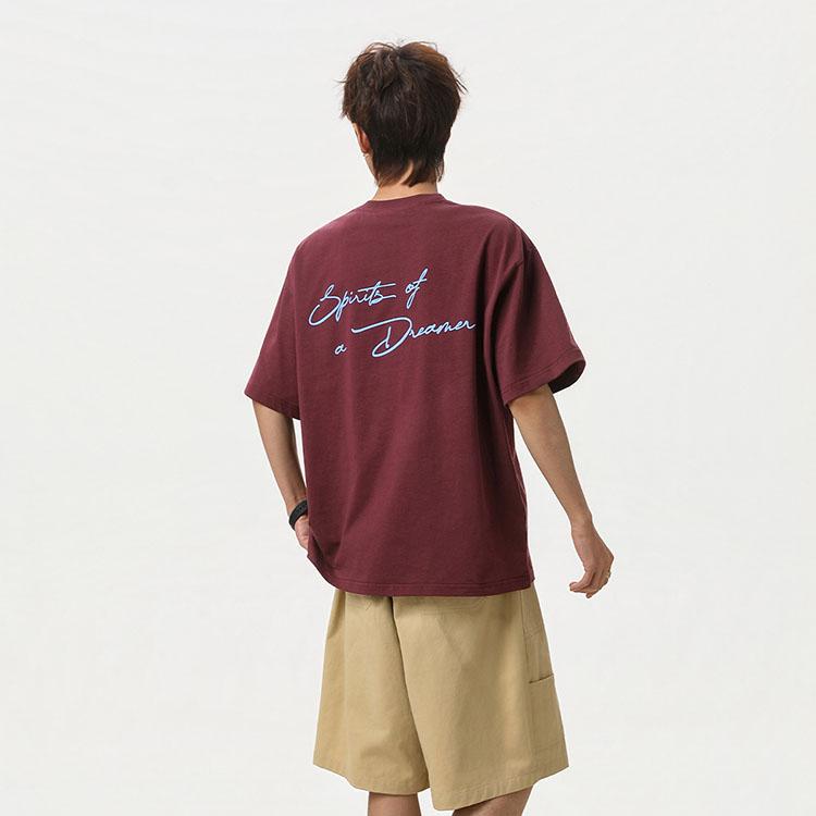 Tシャツ バックプリント 半袖 tシャツ メンズ カットソー カジュアル トップス 春/夏 ライトグレー/ブラック/ワインレッド/ブラウン M/L/2L/3L/4L m4o08 |  | 08