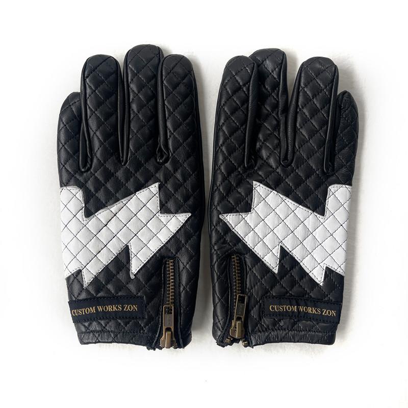 ZONオリジナル ラムレザーグローブ 手袋 本革バイクグローブ 通年