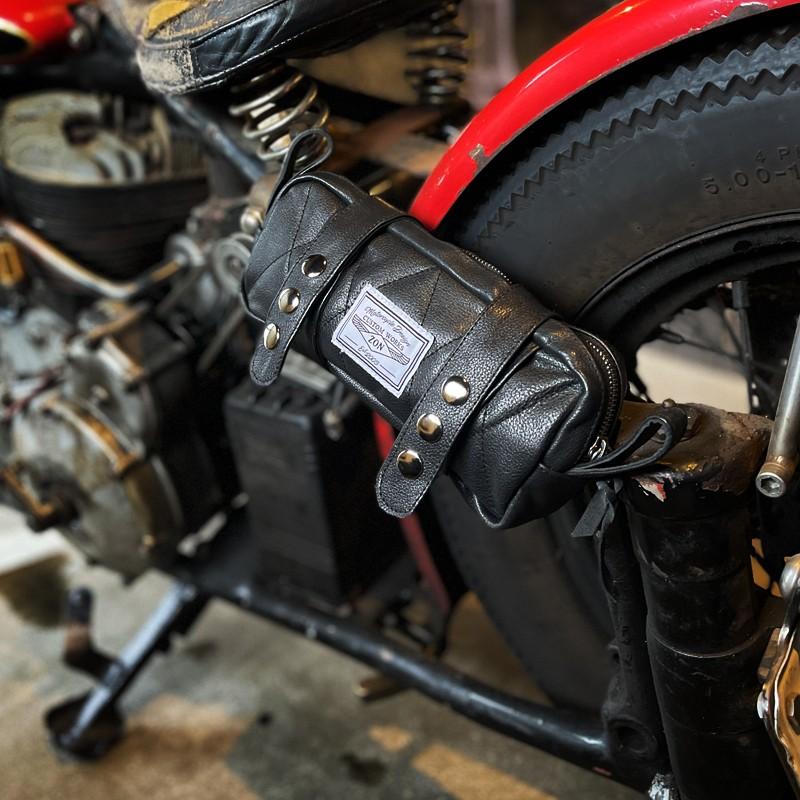 ZONオリジナルツールバッグ レザー 牛革 シンプル 小さめ バイク用