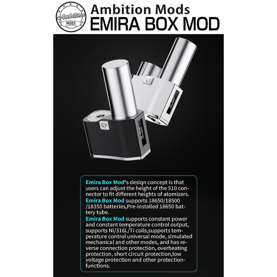 Ambition MODS アンビションモッズ EMIRA BOX MOD 60W SILVER : 電子 