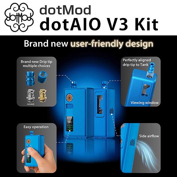 dot mod dot aio  blue ドットモッド DotModドットモッド dotAIO V3 Black : 電子タバコ専門店 ZONOVAPER