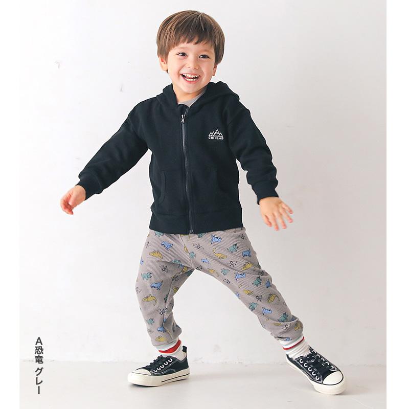 レギンス 子供服 ワッフル パンツ キッズ 総柄 リブ 恐竜 ダイナソー のりもの 10分丈 ボトムス 男の子 ベビー 80cm 90cm 95cm 100cm 110cm 120cm 130cm | GrinLab | 16