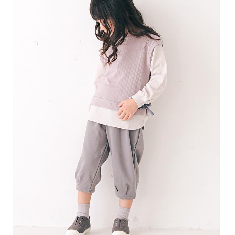 ロングパンツ ボトムス 子供服 ナチュラル リボン 10分丈 パンツ Uzuland 女の子 ポケット シンプル ガーリー キッズ ベビー 80 90 95 100 110 120 130｜zooland｜12