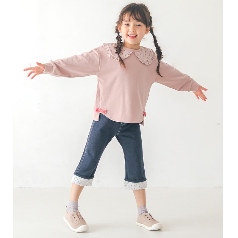 UZULAND 7分丈パンツ ボトムス 子供服 ドット 折り曲げ Uzuland