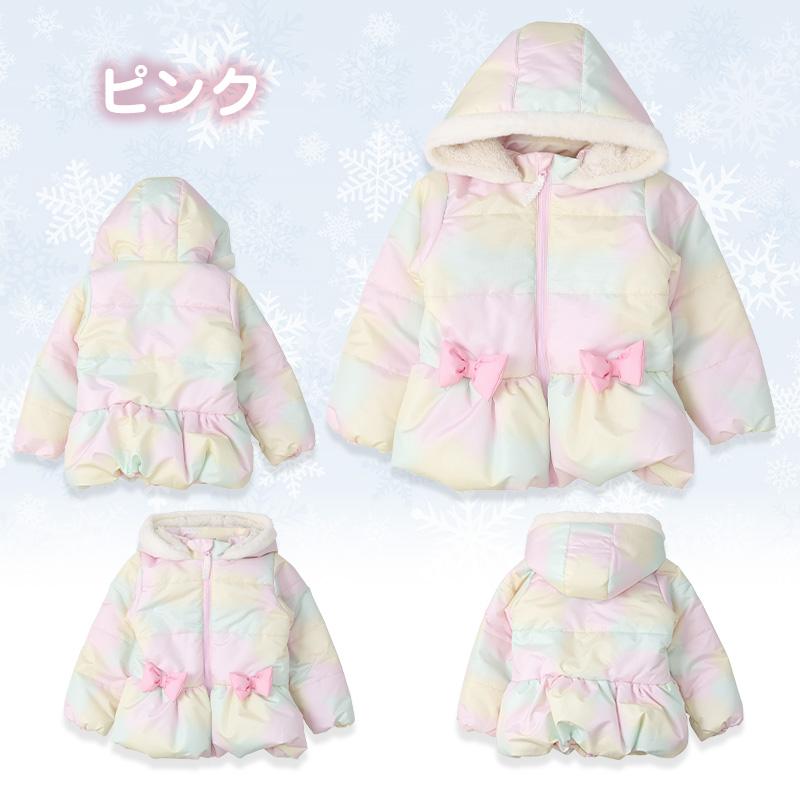 コート 女の子 リボン 防寒 アウター 中綿 ピンク ラベンダー 撥水加工 フード 80cm 90cm 95cm 100cm 110cm 120cm 130cm キッズ ジュニア ウズランド UZULAND | UZULAND | 12