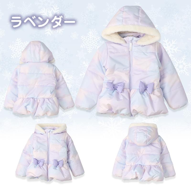 コート 女の子 リボン 防寒 アウター 中綿 ピンク ラベンダー 撥水加工 フード 80cm 90cm 95cm 100cm 110cm 120cm 130cm キッズ ジュニア ウズランド UZULAND | UZULAND | 14