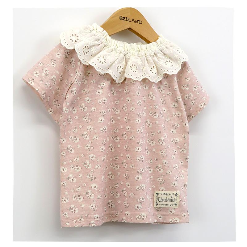 Tシャツ キッズ 半袖 女の子 ガーリー 重ね着風 小花柄 トップス ピンク ラベンダー 80 90 95 100 110 120 130 ウズランド 子供服 ベビー ナチュラル 夏服 | UZULAND | 12