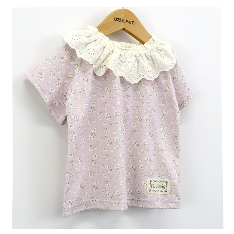 Tシャツ キッズ 半袖 女の子 ガーリー 重ね着風 小花柄 トップス ピンク ラベンダー 80 90 95 100 110 120 130 ウズランド 子供服 ベビー ナチュラル 夏服 | UZULAND | 15