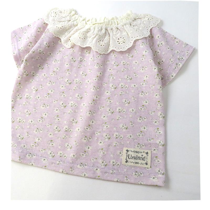 Tシャツ キッズ 半袖 女の子 ガーリー 重ね着風 小花柄 トップス ピンク ラベンダー 80 90 95 100 110 120 130 ウズランド 子供服 ベビー ナチュラル 夏服 | UZULAND | 16