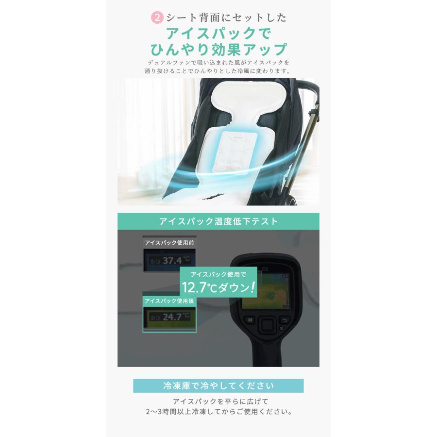 ベビーカーシート ファン付き 冷感 ベビーカー 扇風機 GGUMBI アイスハグ 保冷 オールシーズン クマ 無地 ベビーカー用 チャイルドシート ベビー ギフト_7