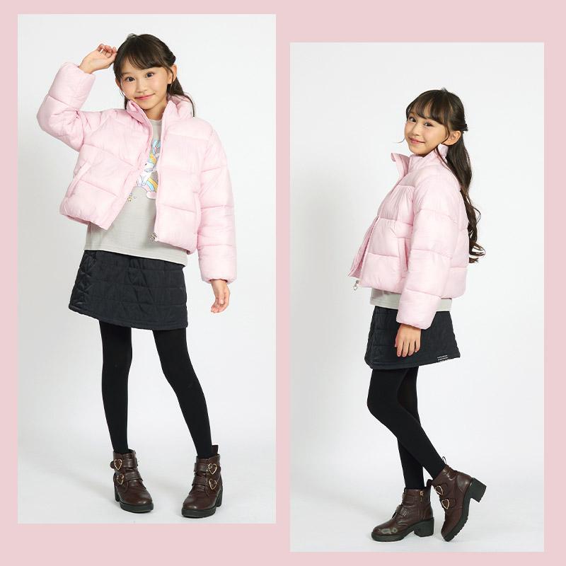 キッズ ジャケット 中綿 女の子 防寒 保温 撥水加工 ガールズ アウター コート 洗える フードなし 防風 無地 ハートチャーム 90 100 110 120 130 140 150 160 | GrinLab | 17