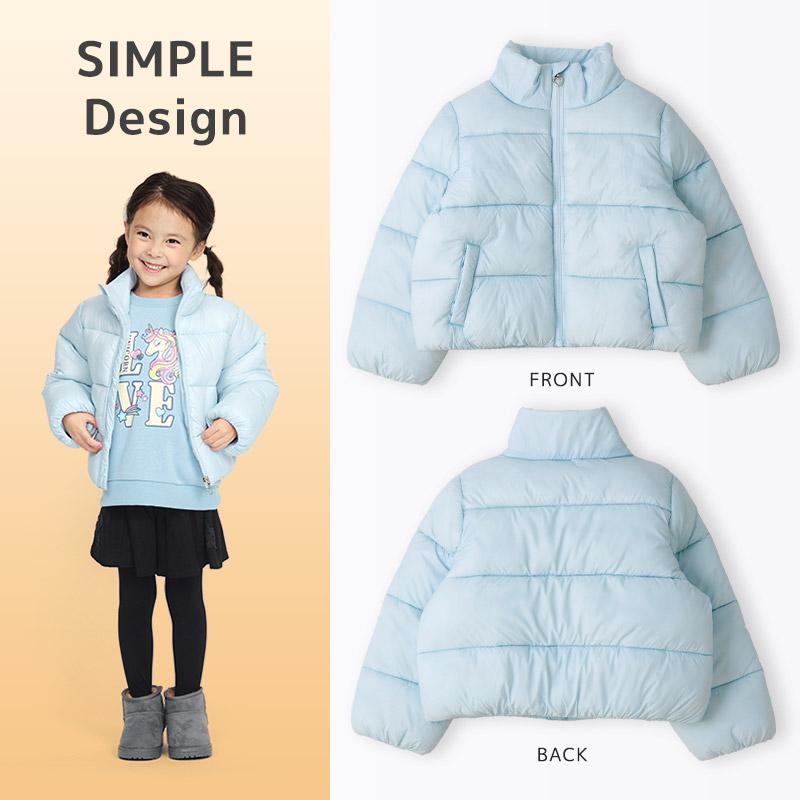 キッズ ジャケット 中綿 女の子 防寒 保温 撥水加工 ガールズ アウター コート 洗える フードなし 防風 無地 ハートチャーム 90 100 110 120 130 140 150 160 | GrinLab | 06