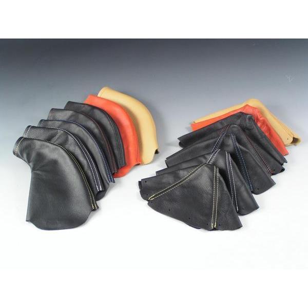 ユーノスNAロードスターシフト＆サイドブレーキブーツ本革黒/黄,ZOOM