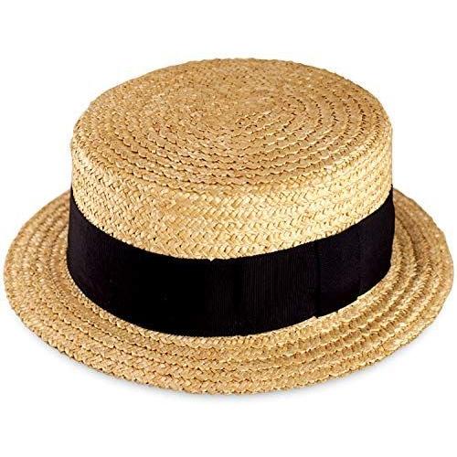 (田中帽子店)鬼麦カンカン帽（紳士用） 60cm（Lサイズ） (帽子 麦わら帽子 ストローハット 麦 春 夏 太麦 リボン 和風 小物 ギフ 麦わら帽子