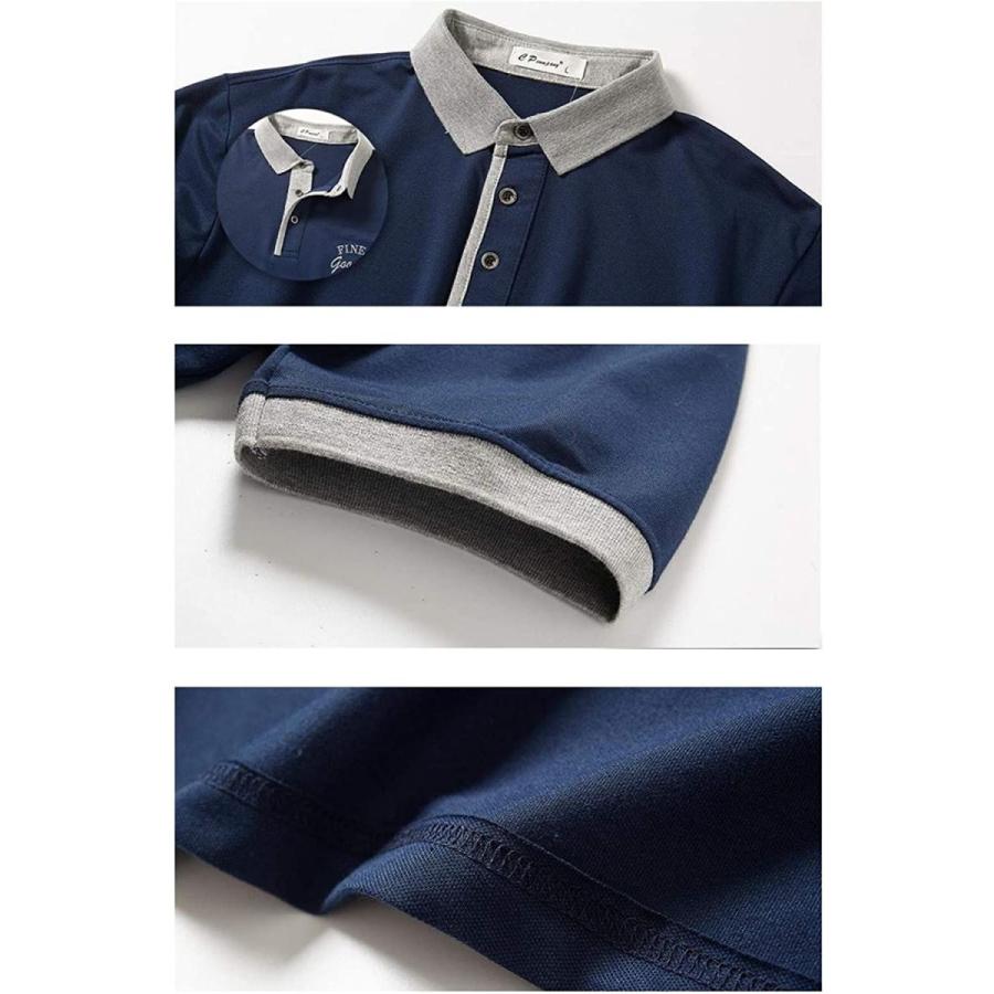 (Two Steps Behind) メンズ 半袖 ゴルフウェア ポロシャツ ビックサイズ ゆったり 大きいサイズ RE59 (M,ダークグ｜zoqeb47575｜04