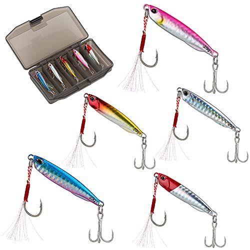 人気no 1 本体 Qesquilo ルアー メタルジグ コスパ最強 海釣り 遠投 シーバス 青物 ヒラメ チウオ 釣り具 ケース付 5個セット 40g