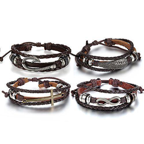 円高還元 ペアアクセサリー ブレスレット メンズ シンプル ブレスレット おしゃれ 多重巻き クロス カジュアル 腕輪 ブラウン ファッション アクセサリー 4点セット Www Threeriversofs Com