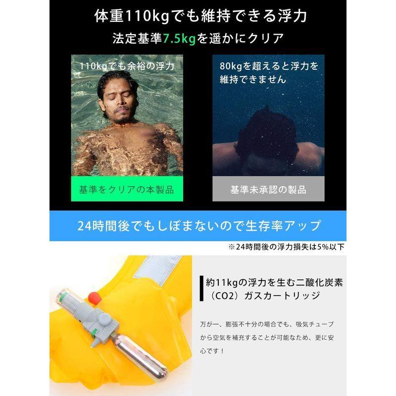 最新発見 ベルト ライフジャケット 釣り 手動膨張 黒 膨張 手動 自動 ライフジャケット