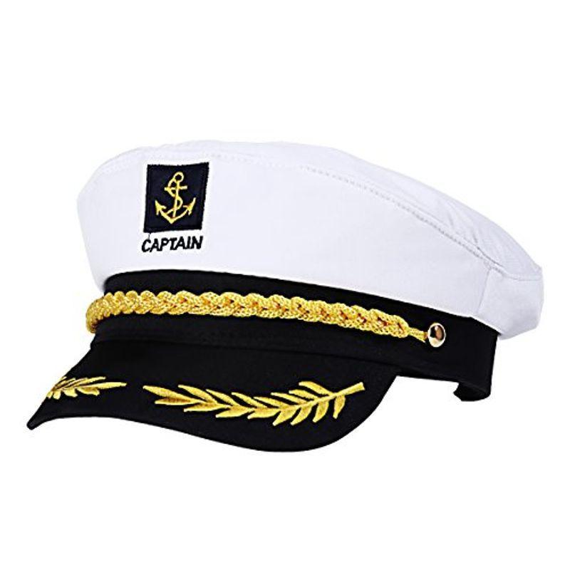 BESTOYARD 大人用 ヨットボート 船乗り 船員 コスチューム 帽子 キャップ ネイビー 海軍 提督 (ホワイト) 22 x 15 x
