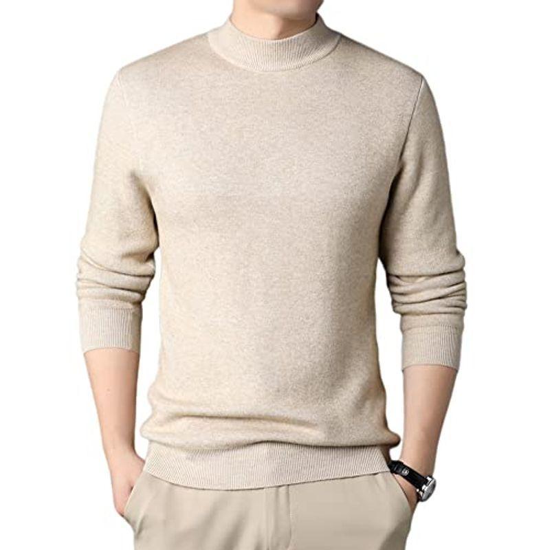 Thrgkai セーター メンズ ニットセーター 冬 長袖 保温 ハーフタートルネック 丸首 トップス シンプルデザイン カジュアル 軽量 高級品市場