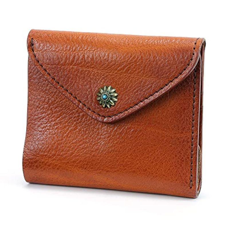 Ijun財布 薄い レディース レディースファッション 二つ折り コンパクト 植物タンニンなめし牛革 レディース コンパクト 付属ポケット付き ビンテージ加工 K K スナップボタン 大野城支店 004 Store プレゼント 現金特価