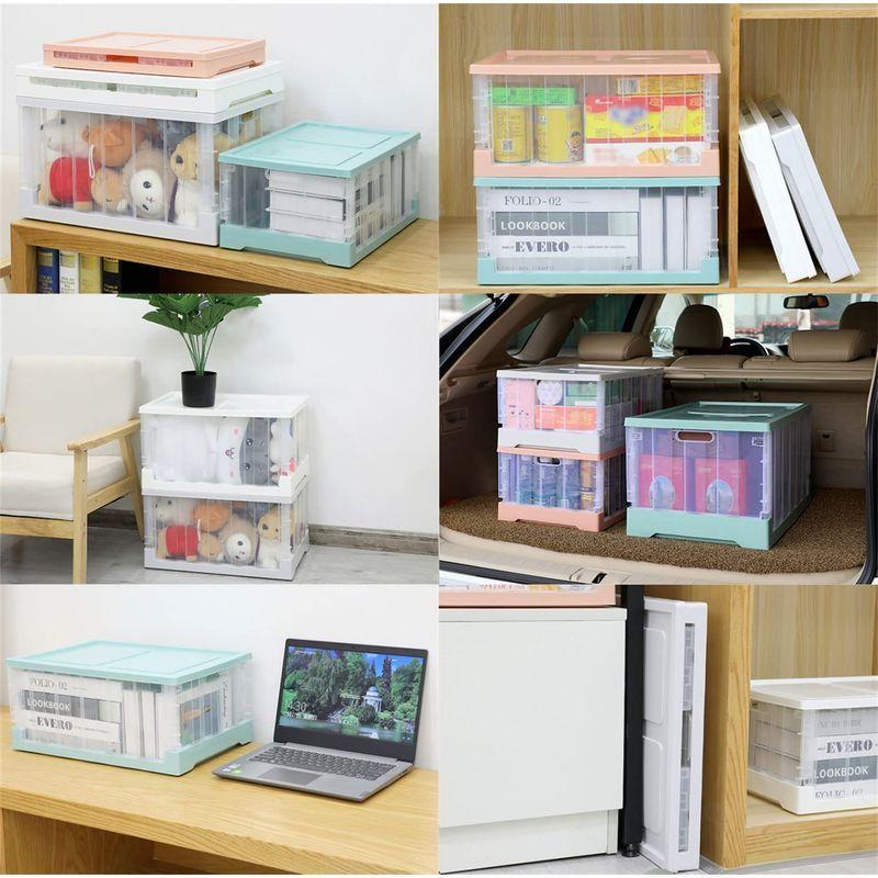 収納ボックス 折りたたみ コンテナ 厚型 ふた付き 取っ手付き 積み重ね プラスチック ケース 頑丈 強い耐荷重 透明 おしゃれ 大容量 Z 素晴らしい
