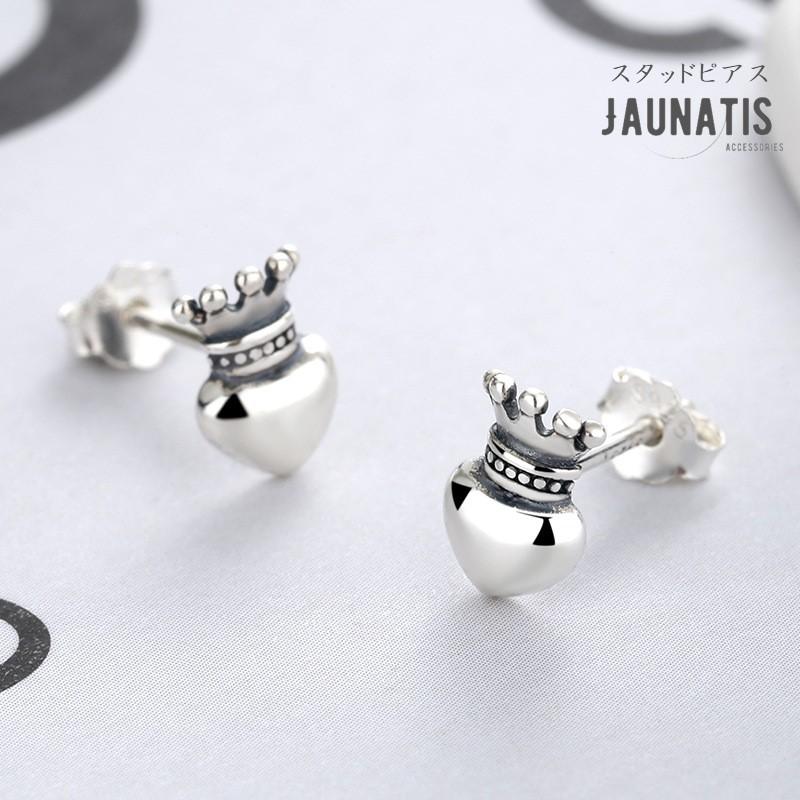 ピアス スタッドピアス 両耳 レディース ハート silver925 王冠 クラウン かわいい シルバー フェミニン カジュアル S925 925シルバー アレルギー対応 おしゃれ | 