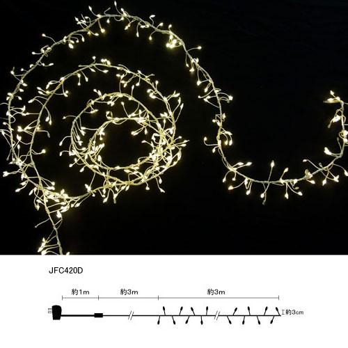 イルミネーション LED 室内)フラッシュジュエリークラスター　300cm　シルバーコード/電球色球　自動点滅(CL21P11) | 