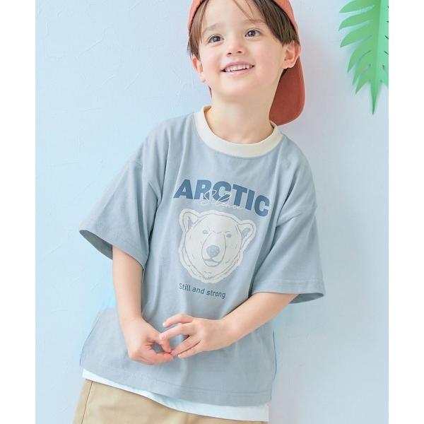 tシャツ 綿100% デビラボ×「アニマルカレッジ」 BIGシルエット プリント半袖Tシャツ キッズ 子供服 男の子 女の子（Yahoo!・ZOZOTOWN Yahoo!店）