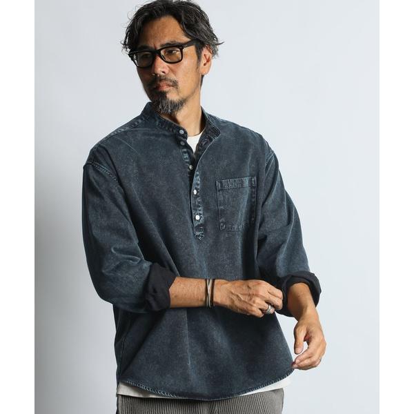 シャツ PIGMENT DYE BAND COLLAR SHIRT：ピグメント加工 バンドカラー プルオーバーシャツ メンズ
