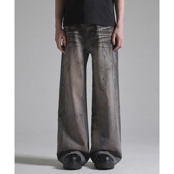 ジーンズ 「GRANCY」Seam Design Wide Straight Denim Pants / シームデザインワイドストレートデニムパンツ メンズ レディース
