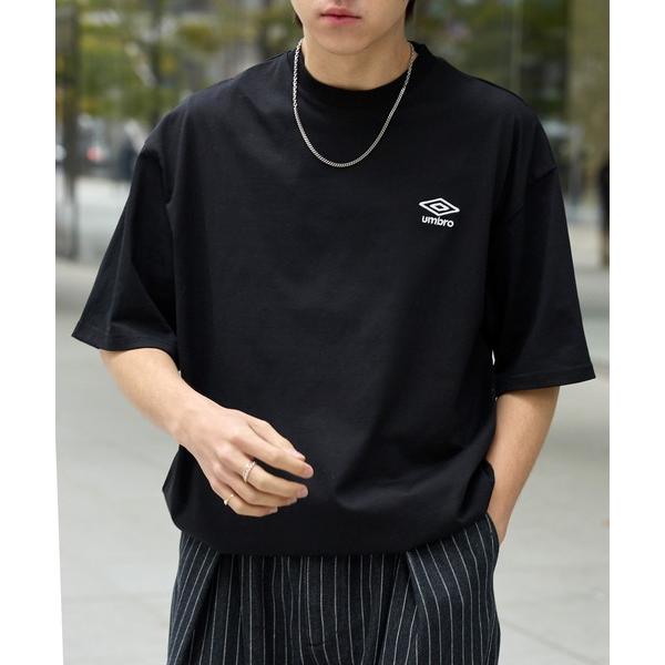 tシャツ UMBRO/アンブロ 別注 ロゴ刺繍 ドロスト バックプリント半袖Tシャツ メンズ レディース