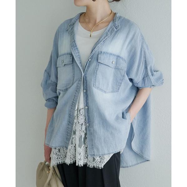 ブラウス シャツ シアーデニムバンドカラーシャツ レディース（Yahoo!・ZOZOTOWN Yahoo!店）