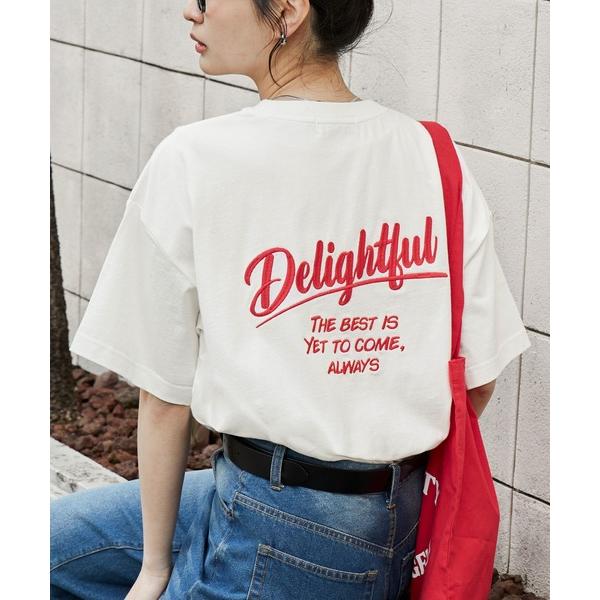 tシャツ カレッジロゴ刺繍 サイドスリット オーバーサイズ 半袖Tシャツ レディース（Yahoo!・ZOZOTOWN Yahoo!店）